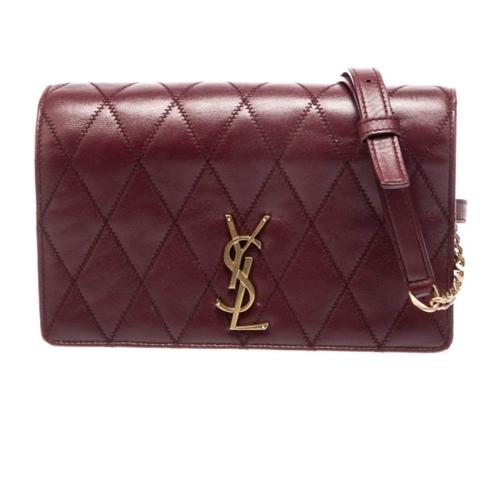 Yves Saint Laurent Burgundy Quilted Crossbody Bag clutch
